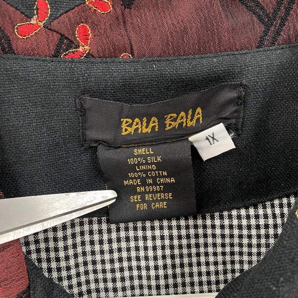 Bala Bala 100% SILK Blazer Jacket Womens 1X Art To Wear Embroidered Floral - Picture 13 of 15